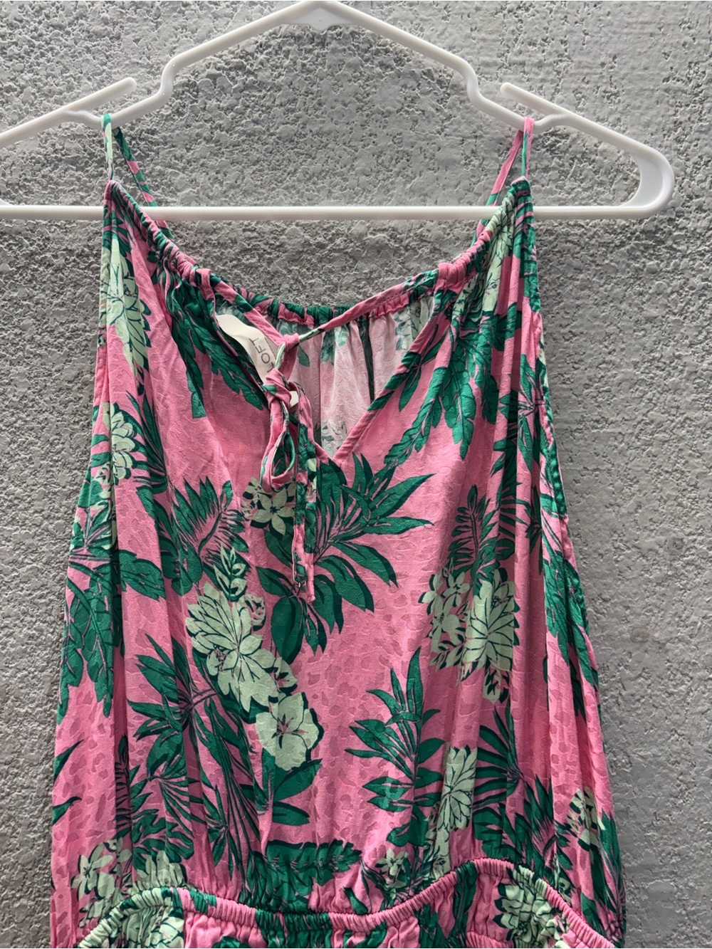 LOFT Pink Maxi Dress with Green Leaf Print - Picture 3 of 7